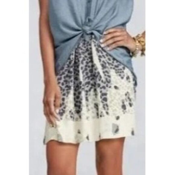 Cabi 401 Bella Skirt Blue and White Leopard Print Size Small - Picture 1 of 5